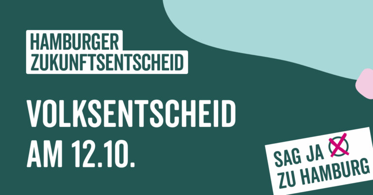 Wahlplakat zum Hamburger Zukunftsentscheid - Volksentscheid am 12.10. mit der Aufforderung 'Sag ja zu Hamburg'